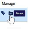 Flows page Move icon in the Manage column